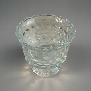 Vintage Fostoria American Footed Trifle Bowl 1950’s Cubed Pattern 6" Compote